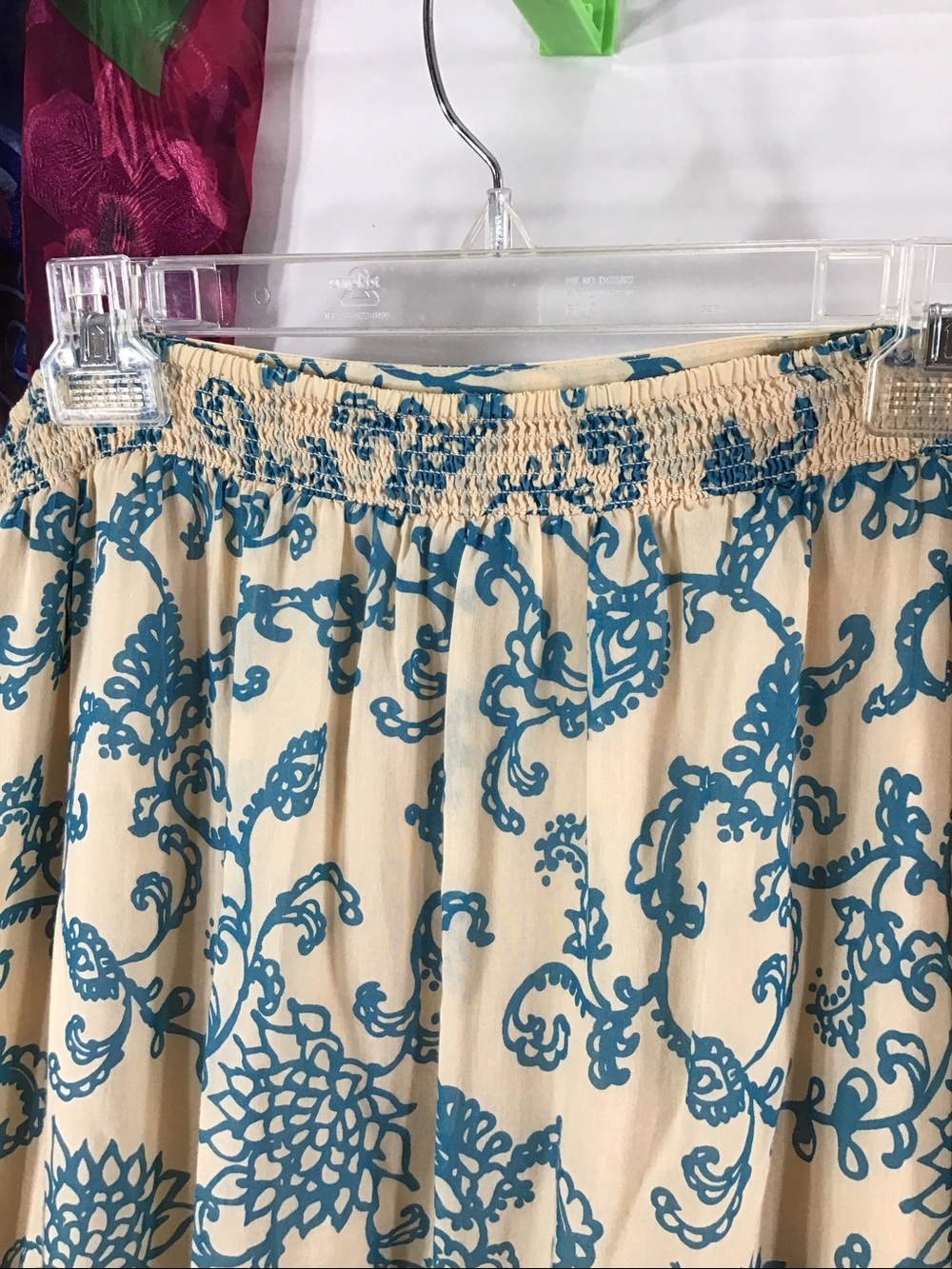 Free People Canyon Rose Cream Tiered Boho Flared Skirt with Teal Accents M - Picture 6 of 10